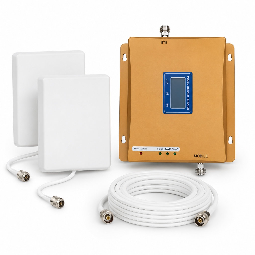Complete Gold Tri-Band Mobile Signal Booster Kit
